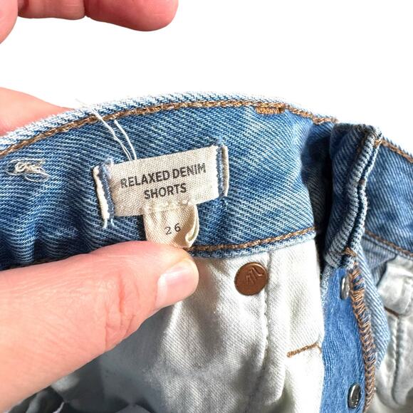 Madewell Relaxed Denim Shorts Homecrest Wash Ripped Edition Raw Hem Distress 26 - Picture 14 of 14